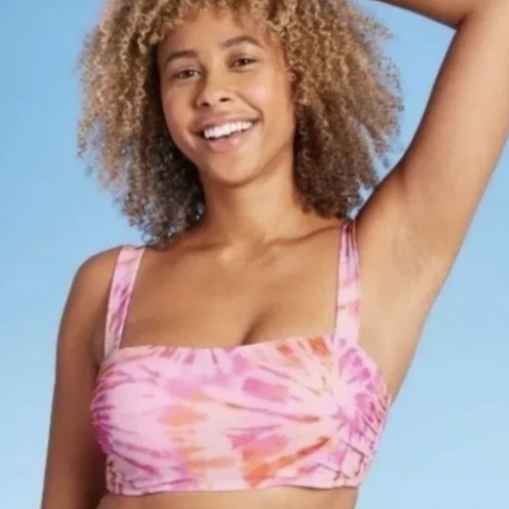 Shade & Shore Pink Tie Dye Light Lift Bikini Top 36B